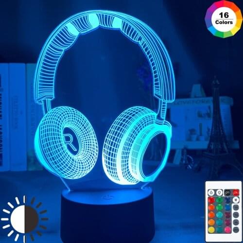 3d Night Light Headset Led Touch Sensor Colorful Nightlight for Kids Bedroom Decorative Light Cool Gift for Child 3d Lamp Desk