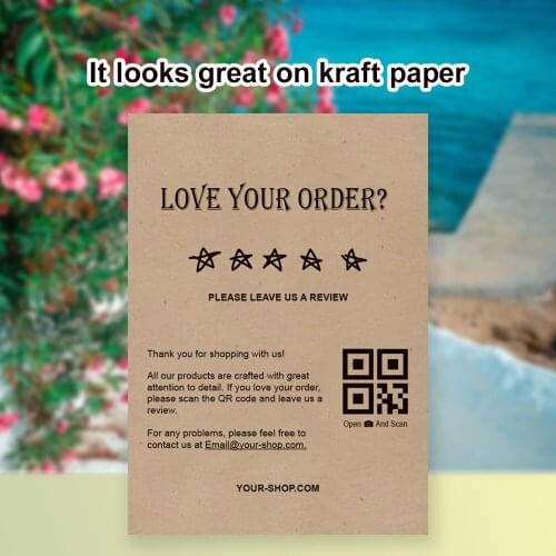 50Pcs Kraft paper Feedback Cards Packaging Inserts for Sellers and Printable Review Cards 10X14cm Please leave us 5 stars review