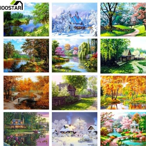 5D DIY Diamond Paintings Landscape Nature Cross Stitch Kit Full Drill Embroidery Mosaic Winter Picture Of Rhinestones Home Decor