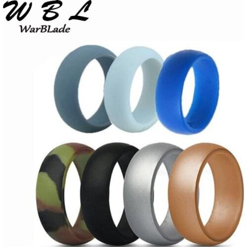 7pcs/set Hypoallergenic Crossfit Flexible 8mm Silicone Finger Ring Rubber Rings 6-12 Size For Men Women Wedding Rings Jewelry