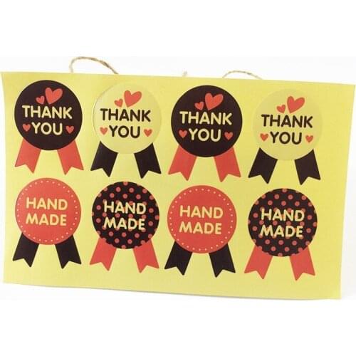 800 Pcs/lot Thank You&Handmade Sticker Vintage Stickers Kraft Label Sticker DIY Hand Made For Gift Cake Baking Sealing Sticker