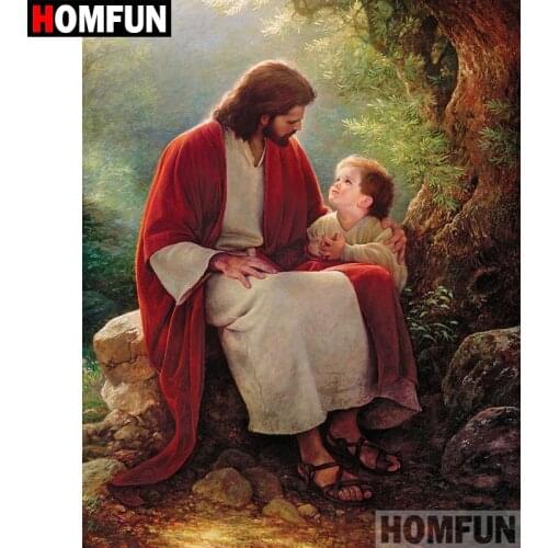 HOMFUN 5D DIY Diamond Painting Full Square/Round Drill "Religious Jesus" Embroidery Cross Stitch gift Home Decor Gift A09129