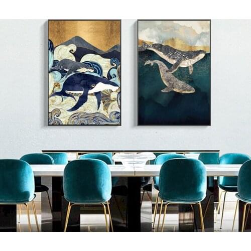 Diamond Painting Kits Home Decor Animal With AB Drill Abstract Whale Cloud Sea Mountain 5D DIY Poured Glue Scalloped Edge Nordic