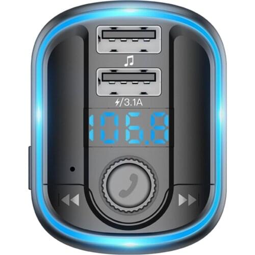 12V-24V T829s Vehicle Wireless Mp3 Player Fm Transmitter Radio Fast Charging Hands-free Calls Dual Usb Charger