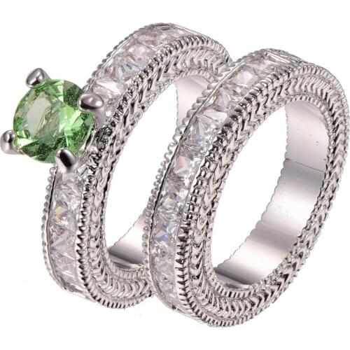 Free Shipping Peridot 925 sterling silver Engagement Wedding Ring Size 6 7 8 9 10 11 F1331