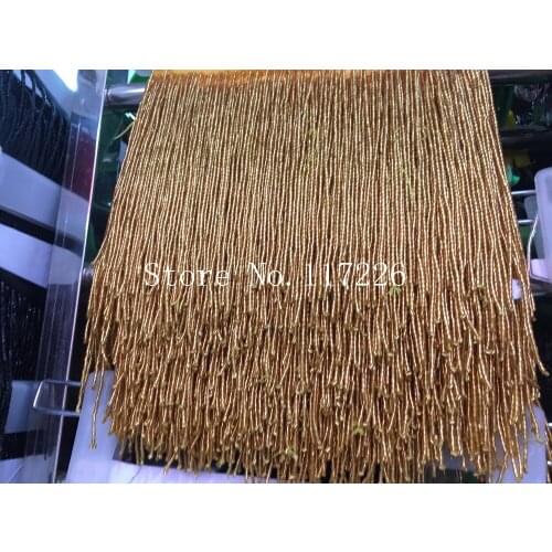 Top selling 15cm length beaded Fringe Ribbon Trim Fringe Tassel Lace Trim JRB-72715 in gold for party dress