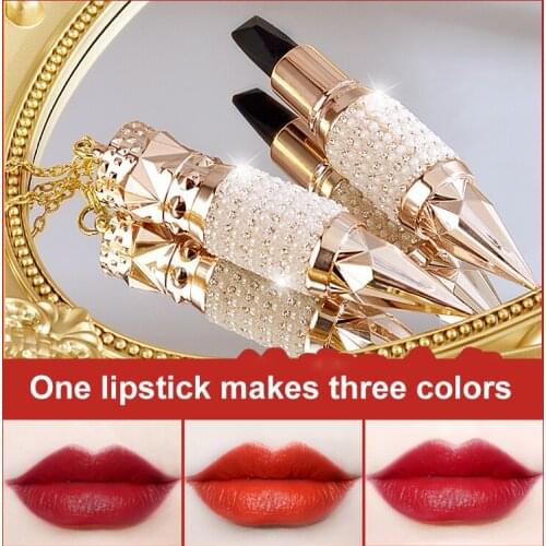 3 Colors In One Queen Velvet Matte Lipstick Non-stick Cup Lip Glaze Waterproof Long Lasting Sexy Lady Lip Gloss