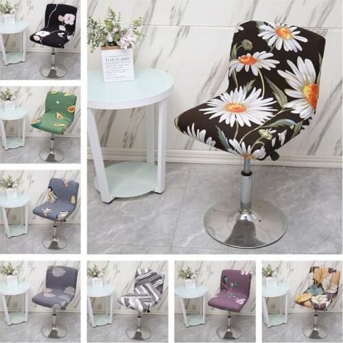 Flower Bar Stool Chair Cover Low Back Chair Slipover Spandex Seat Case Elastic Office Chair Cover Dining Seat Protector
