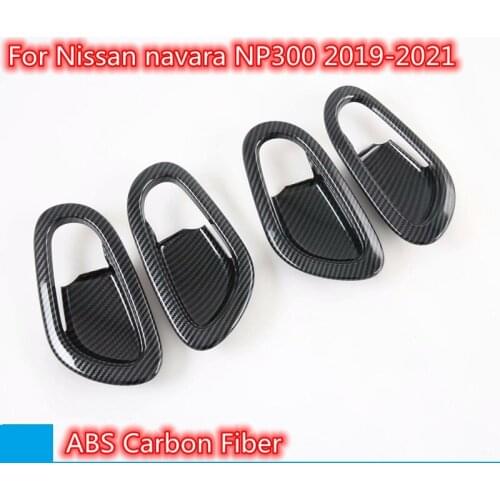 For Nissan Navara NP300 2019 2021 ABS Carbon Car Inner Door Bowl Handle Patch Door Wrist Clasp Decorative Stickers Accessories