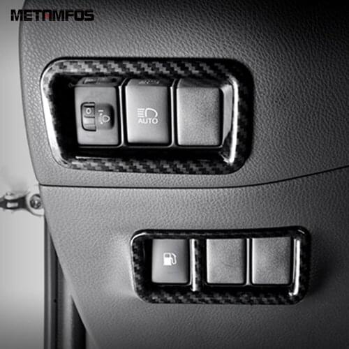 For Toyota CHR C-HR 2016-2018 2019 Carbon Fiber Head Light Lamp Adjust Switch Button Cover Trim Interior Accessories Car Styling