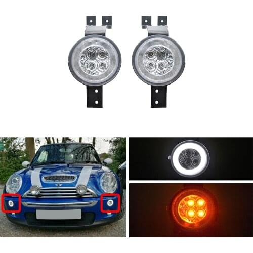 E4 R87 Clear Lens Full Led DRL Position Light Amber Turn Signal Lamp Kit For Mini Cooper R50 R53 Hatchback R52 Convertible