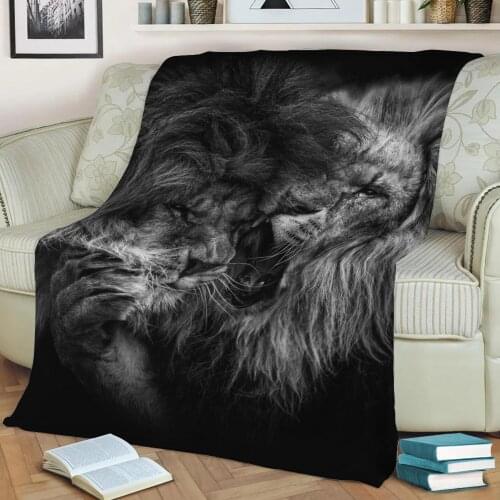 Black lions brothers Flannel Throw Blanket 3D Printed Keep Warm Sofa Child Blanket Home Decor Textiles Dream Family Gift