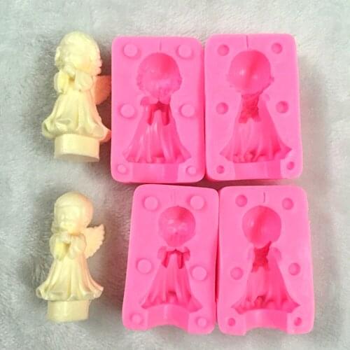 Boy Girl Sugarcraft Cake Mould DIY Chocolates Mold Cake Silicone Mold Angel Happy Birthday Dessert Decorators Gympaste Tools