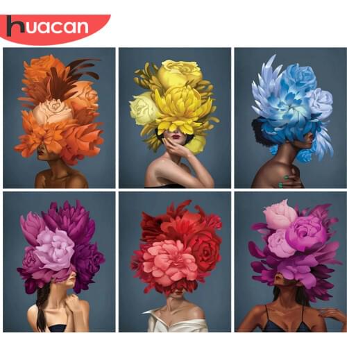 HUACAN Flower Girl Coloring By Number Kits Home Decoration Pictures Painting By Number Figure HandPainted Art Gift