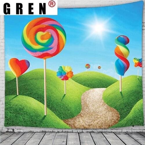 GREN Candy Lollipops Sweet Mandala Tapestry Hanging Covering Rugs Background Cloth Beach Mat Blanket Art Bedroom tapestries