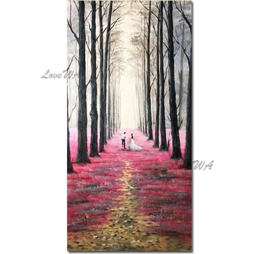Forest Scenery Paintings Hand-painted No Frame Canvas Knife Outdoor Landscape Oil Painting Wall Picture Art For Entrance Decor