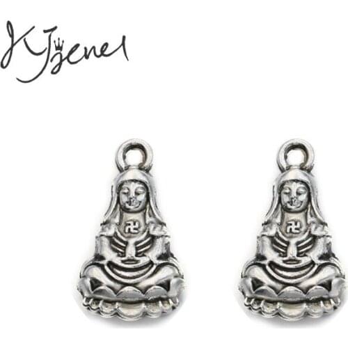KJjewel Antique Silver Plated Buddha Charms Pendants Jewelry Findings Accessories Making fit Bracelet Craft DIY 17x10mm