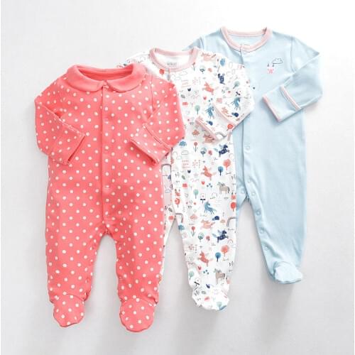 New born long sleeve jumpsuit footies newborn baby boy girl clothes 0-12 month pyjama unisex costume o-neck cotton 2020 fall