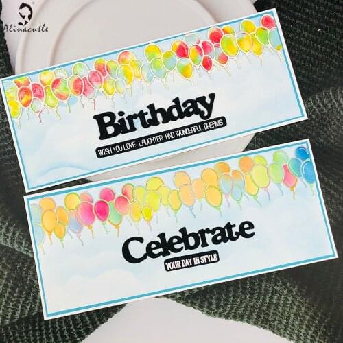 2pc Heart Balloon Slimline Border Metal Cutting Dies Cut Scrapbooking Paper Craft Album Handmade Card Punch Art Cutter Template