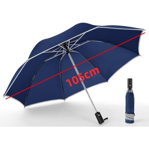 Creative Fully Automatic Car Reverse Umbrella Edge Reflective Tri-fold Business Umbrella Black Coating Sunny Rainy Umbrella