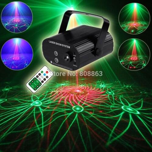 ESHINY Remote R&G Laser 24 Patterns Projector Effect Light Blue Led Bar DJ Dance Shop Holiday Disco Family Party Show T122D3