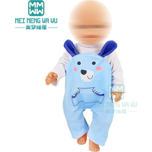 Clothes for doll fits 43cm toy new born doll accessories Cartoon overalls clothes