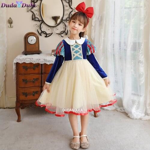 Girls Cosplay Dress Snow White Girl Princess Dress Kids Cartoon Princess Snow White Halloween Party Costume Christmas Dress