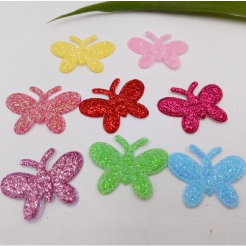 Sew on Glitter felt patches for clothes 1.8cm*2.2cm butterfly shape 120pcs scrapbooking accessories