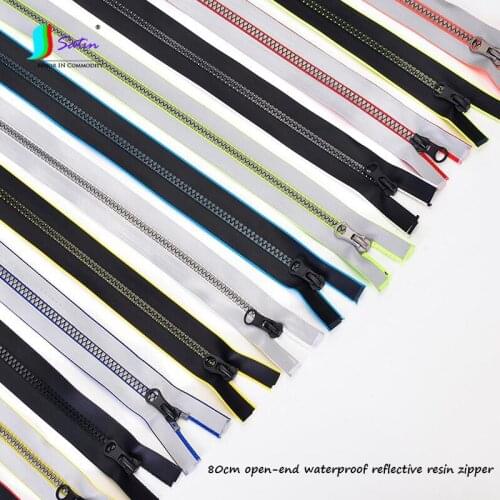 Backpack Down Jacket Sew Repair Accessories 80cm Waterproof Reflective Open-end Resin Zipper A0643L