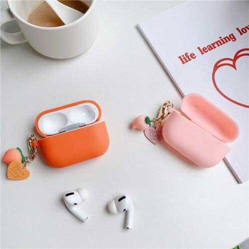 Cute Orange Pink Peaches Keychain for Airpods Pro Case Good Quality Bluetooth Wireless Earphone Cover For Airpods 3 Case Cute
