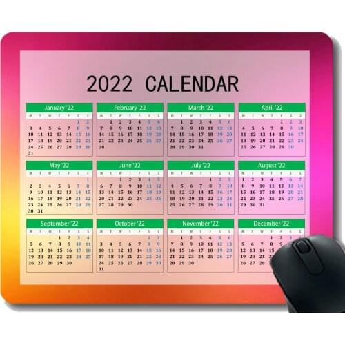 Special Design 2022 Calendar Mouse Pad,Light Glare Green Paint Mouse Mat for Office Computers Laptop Men Women