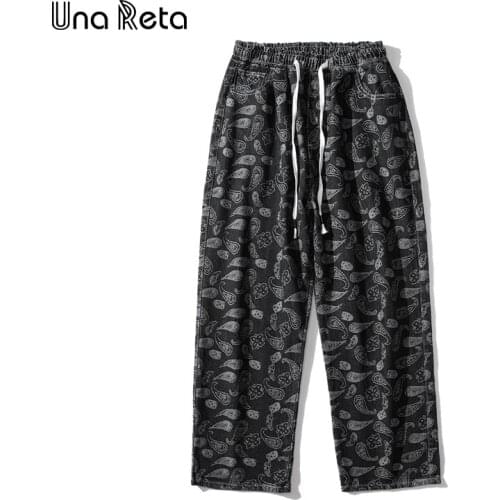 Una Reta Black Jeans 2021 New Hip Hop Denim Trousers Streetwear Fashion printing Mens Pants Plus size 5XL Casual Jeans Men