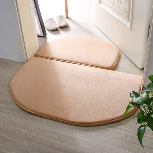 Thincken Floor Mat 2pcs/set Semicircular Bathroom Carpet Doormat Living Room Non Slip Kitchen Mats Solid Rug Bedroom Pad q