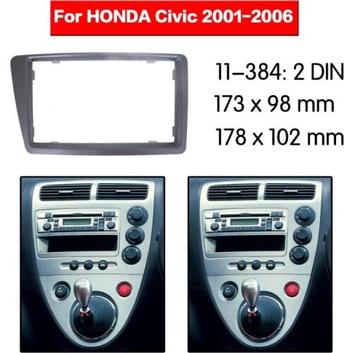 Top Quality Radio Fascia for HONDA Civic 2001-2006 (Right Wheel/Silver) Stereo Fascia Dash CD Trim Installation Kit 11-384