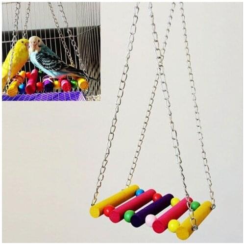 Funny Parrot Suspension Bridge Swing Budgie Cockatiel Bird Colorful Hanging Bridge Stand Bite Toys Pet Supplies