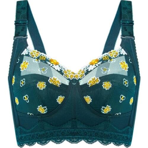 Bras For Women Plus Size Full Coverage Non Padded Underwear Lace Embroidery Wireless Female Lingerie 34 36 38 40 42 B C D E F