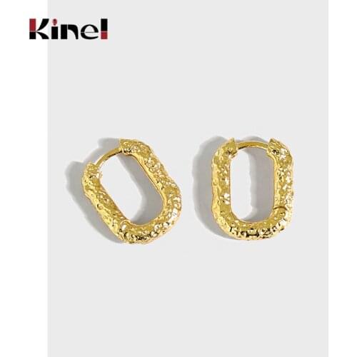 Kinel Genuine 100% 925 Sterling Silver Jewelry Geometry Oval Circle Texture Earrings for Women Wedding Party Gift