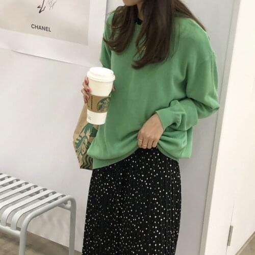 100% Cotton Sweater Women Knitted Tops Oversize Sweaters Basic Solid Tops