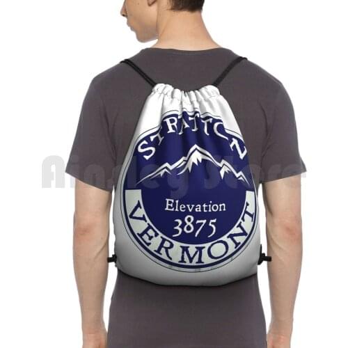 Stratton Vermont Skiing Mountains Ski Snowboarding Winter Sports Londonderry Backpack Drawstring Bag Riding Climbing Gym Bag