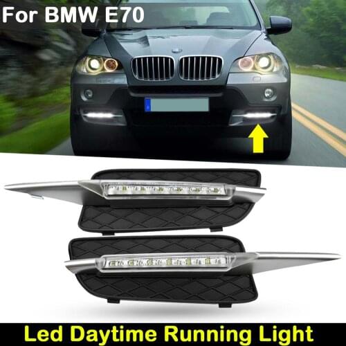 2Pcs For BMW E70 X5 2007-2009 White LED DRL Light Daytime Running Lamp