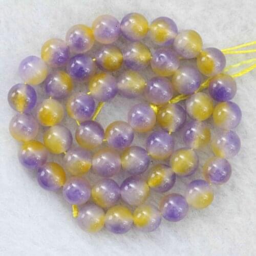 3 style multicolor rainbow yellow natural stone jades round 6 8 10 12mm round chalcedony loose beads jewelry 15inch B124