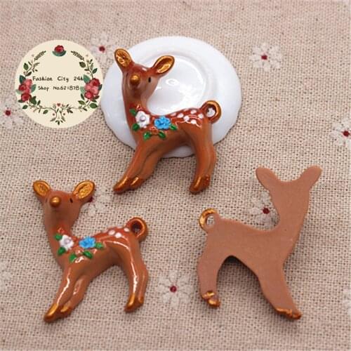 5pcs 41*32mm Cute 3D Cartoon Bambi Resin Flatback Cabochon DIY Decorative Craft Scrapbooking,RC11050
