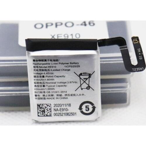 5pcs/lot 3.8v 416mah XE910 Batteries For OPPO XE910 Watch Magic Smart watch Battery