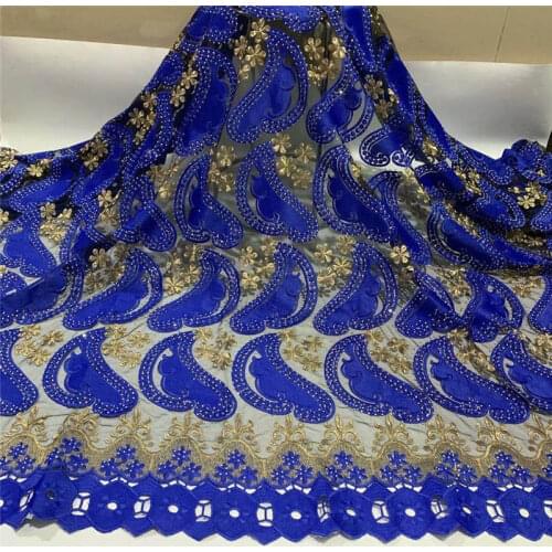 5 Yards African Guipure Lace Fabric 2020 High Quality Embroidered Beaded Nigerian Net Tulle Lace Fabric For Wedding! ZQF99215