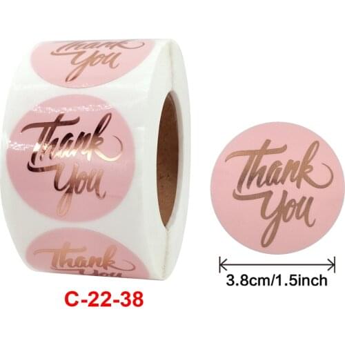 500pcs 1.5 inch Rose Gold Thank You Sticker Labels Pink Stickers Seal Label for Scrapbook Business Stationery Sticker