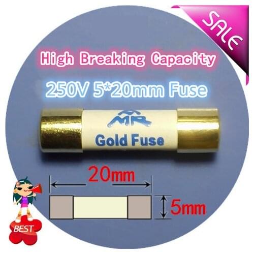 5x20mm 1A 2A 3.15A 4A 5A 6.3A 8A 10A AMR Audio Amplifier CD Amplifier HIFI Gold Cap Silver Wire Fuse Tube