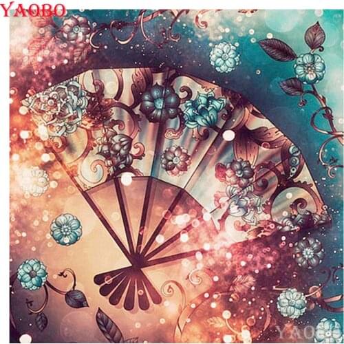 Japanese style Diamond Embroidery,fan,5D,Diamond Painting,3D Cross Stitch,full drill square round,Diamond Mosaic,Decoration Home