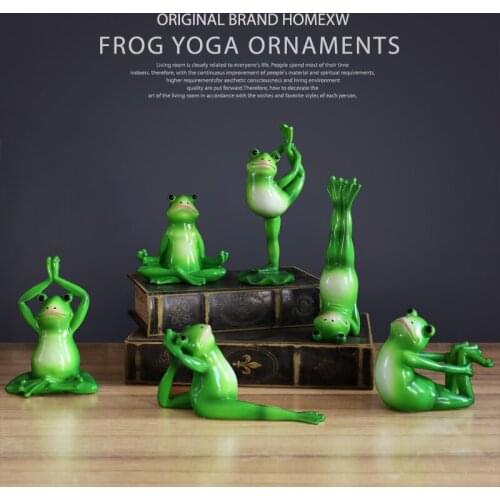 American Yoga Frog Figurines Resin Craft Decoration Creative Home Office Desktop Animal Mascot Ornament Decoration Wedding Gift