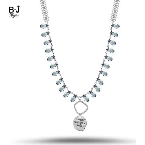 BOJIU Brand Women Necklaces Natural Crystal Pendant with Silvery Chain Fashion Pendant Women Jewelry NKS176