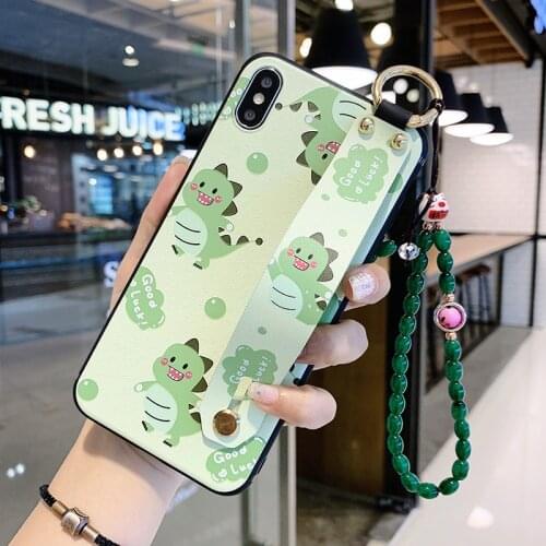 Wrist Strap Case For Samsung Galaxy A70 A71 A50 A51 A40 A30 A20 A10 Cartoon Animals TPU Phone Holder Cover Hanging beads Coque